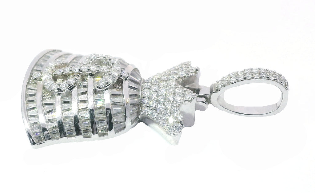 Silver and Moissanite Money Bag Pendant