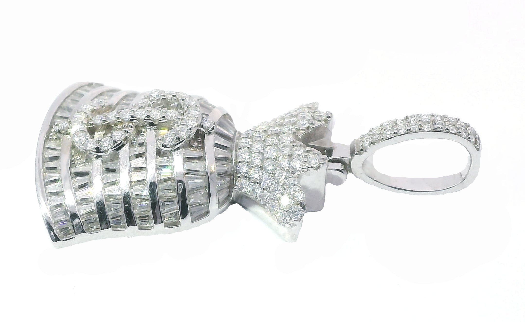 Silver and Moissanite Money Bag Pendant