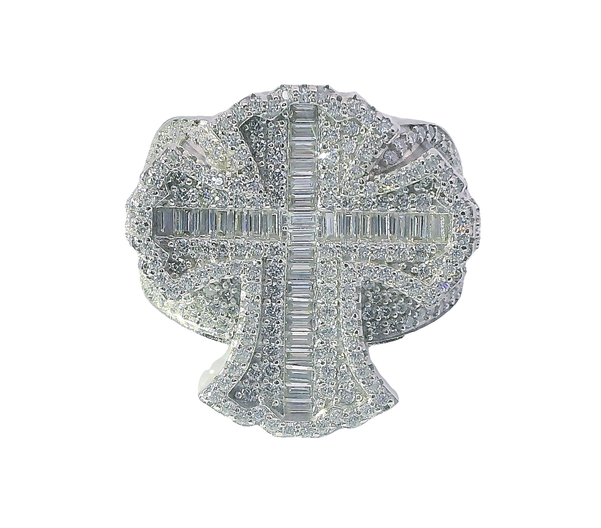 Silver and Moissanite Cross Ring