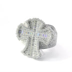 Silver and Moissanite Cross Ring