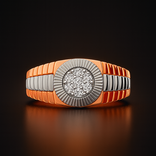 14K Two Tone 1 Cttw. Diamond Mens Ring