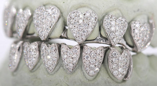 JDTK-2042 - 6 TOP OR 6 BOTTOM SI Hand prong Heart Diamond Grillz - Johnny Dang & Co
