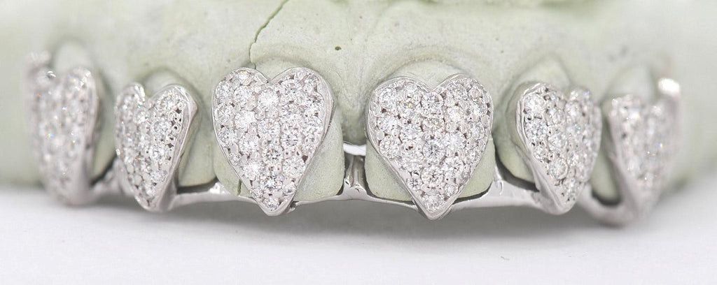 JDTK-2042 - 6 TOP OR 6 BOTTOM SI Hand prong Heart Diamond Grillz - Johnny Dang & Co