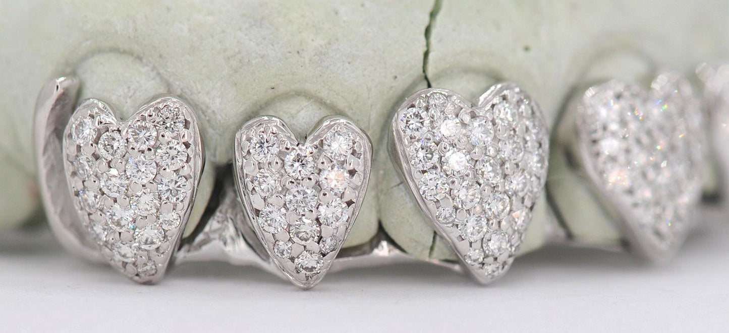 JDTK-2042 - 6 TOP OR 6 BOTTOM SI Hand prong Heart Diamond Grillz - Johnny Dang & Co
