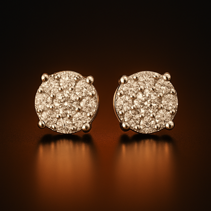 0.50 CTTW Cluster Diamond Custom Earrings
