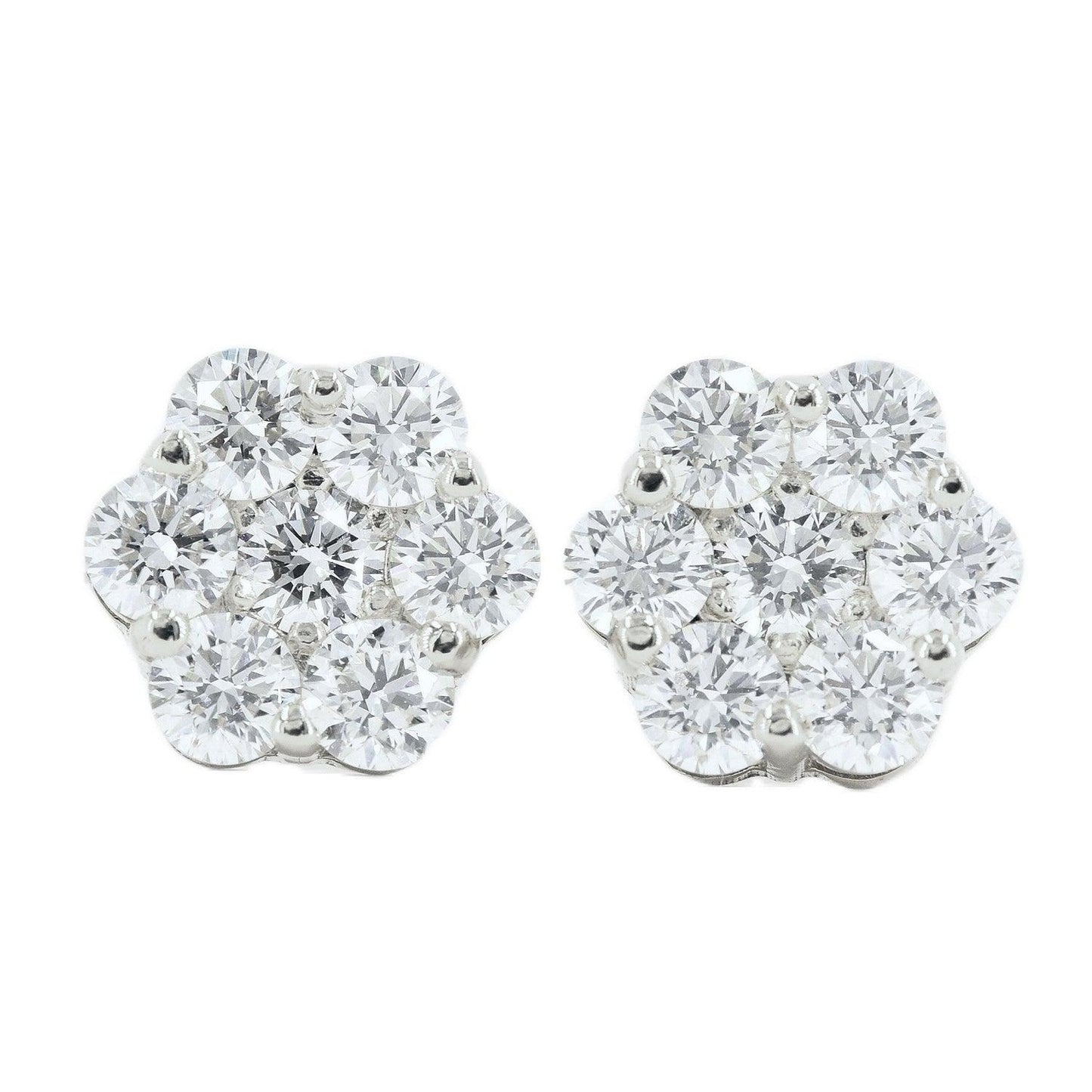 Build your size: CUSTOM SI, VS, VVS DIAMOND FLORAL/CLUSTER SETTING EARRINGS (0.30 CTW - 7.0 CTW) Each Pair - Johnny Dang & Co