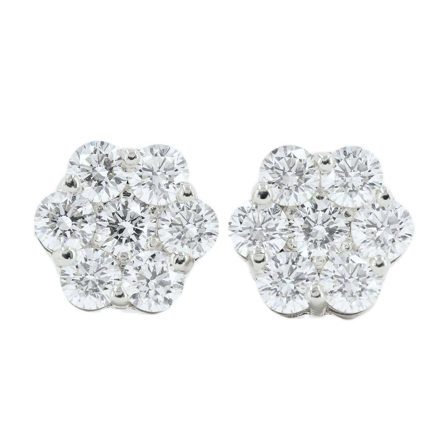 Build your size: CUSTOM SI, VS, VVS DIAMOND FLORAL/CLUSTER SETTING EARRINGS (0.30 CTW - 7.0 CTW) Each Pair - Johnny Dang & Co