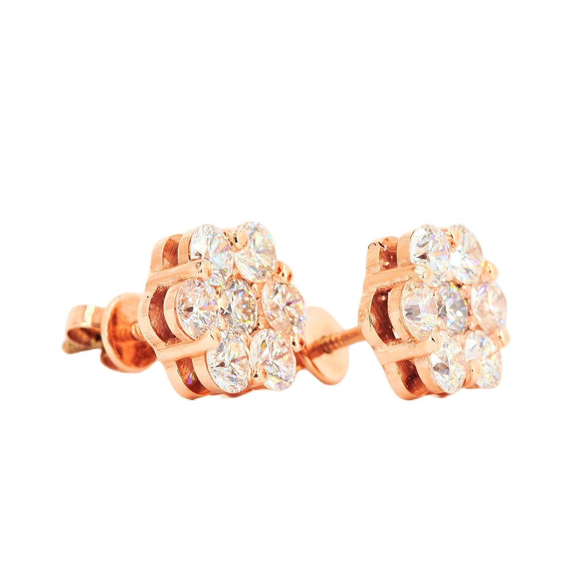 Build your size: CUSTOM SI, VS, VVS DIAMOND FLORAL/CLUSTER SETTING EARRINGS (0.30 CTW - 7.0 CTW) Each Pair - Johnny Dang & Co