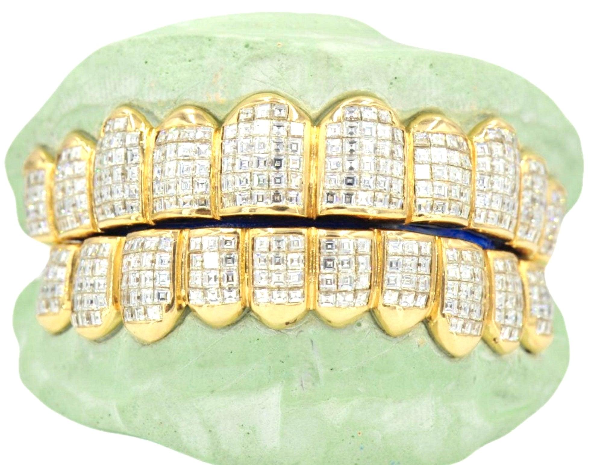 NEW Deluxe Carre Cut Invisible Grillz 10 Teeth - FLAWLESS Diamonds - Johnny Dang & Co