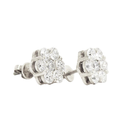 Build your size: CUSTOM SI, VS, VVS DIAMOND FLORAL/CLUSTER SETTING EARRINGS (0.30 CTW - 7.0 CTW) Each Pair - Johnny Dang & Co
