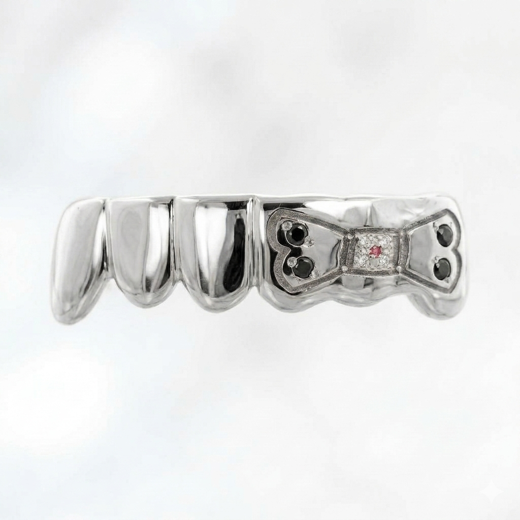 JDWR-S141124-1 6 Teeth In Yellow Gold with Engraved Dog Bone