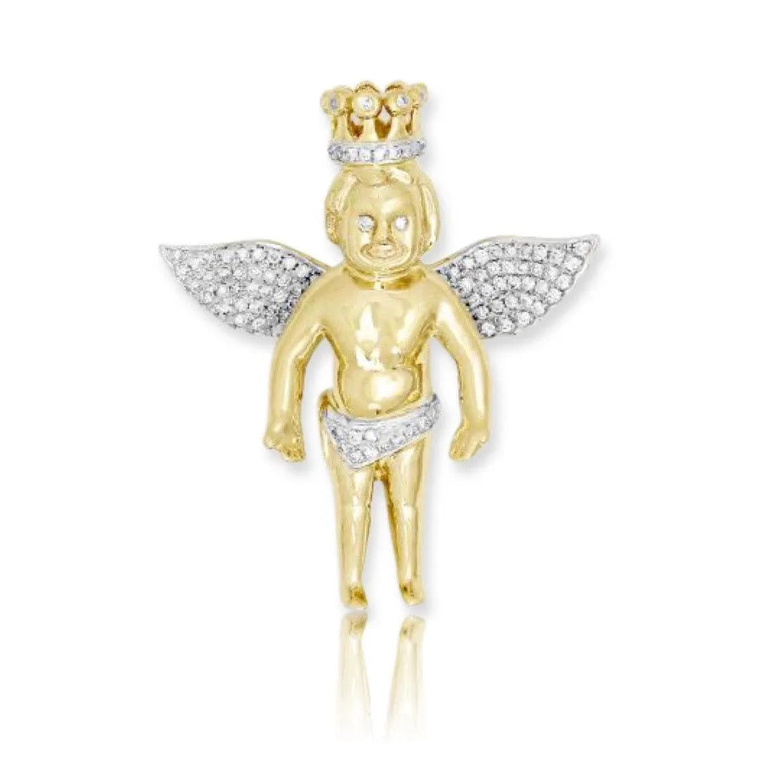 10KY 0.85CTW DIAMOND ANGEL WITH CROWN - MEDIUM - Johnny Dang & Co