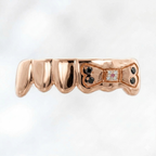 JDWR-S141124-1 6 Teeth In Yellow Gold with Engraved Dog Bone