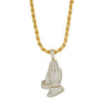 Silver Gold Plated CZ Praying Pendant and Solid Chain Combo Flash - Johnny Dang & Co