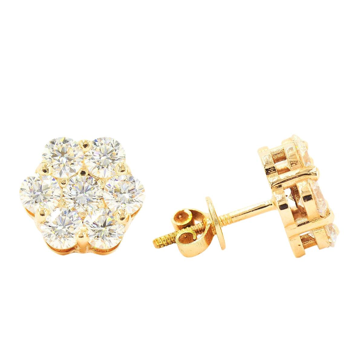 Build your size: CUSTOM SI, VS, VVS DIAMOND FLORAL/CLUSTER SETTING EARRINGS (0.30 CTW - 7.0 CTW) Each Pair - Johnny Dang & Co