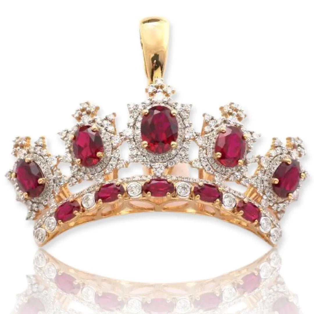 14KY 2.00CTW DIAMOND CROWN PENDANT WITH SYNTHETIC - Johnny Dang & Co