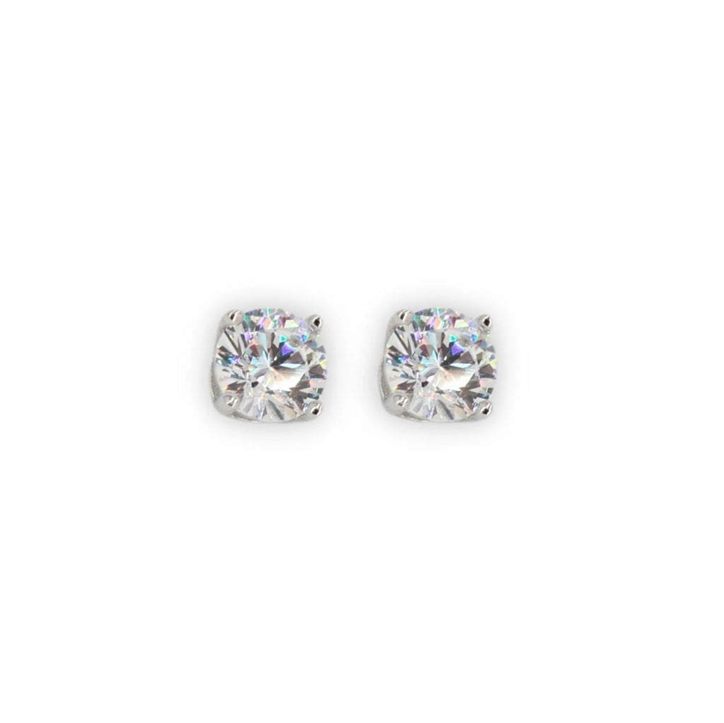 Silver and 5mm CZ Stud Earrlings - Johnny Dang & Co