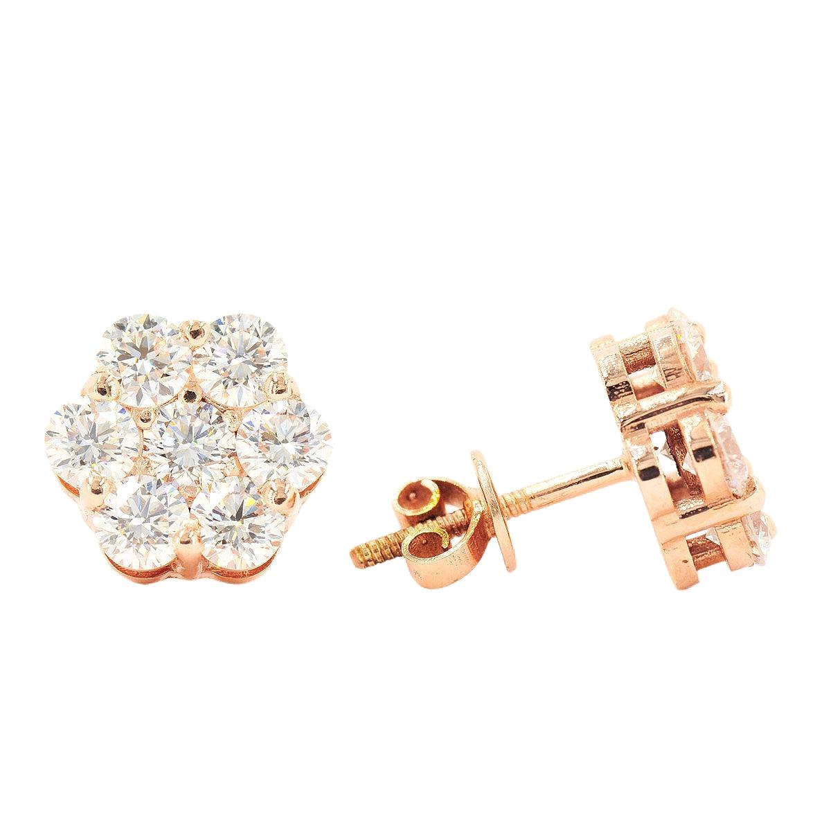 Build your size: CUSTOM SI, VS, VVS DIAMOND FLORAL/CLUSTER SETTING EARRINGS (0.30 CTW - 7.0 CTW) Each Pair - Johnny Dang & Co