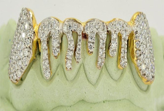 JDTK-2024 - 6 TOP OR 6 BOTTOM SI Hand prong Dripping Diamond Grillz - Johnny Dang & Co