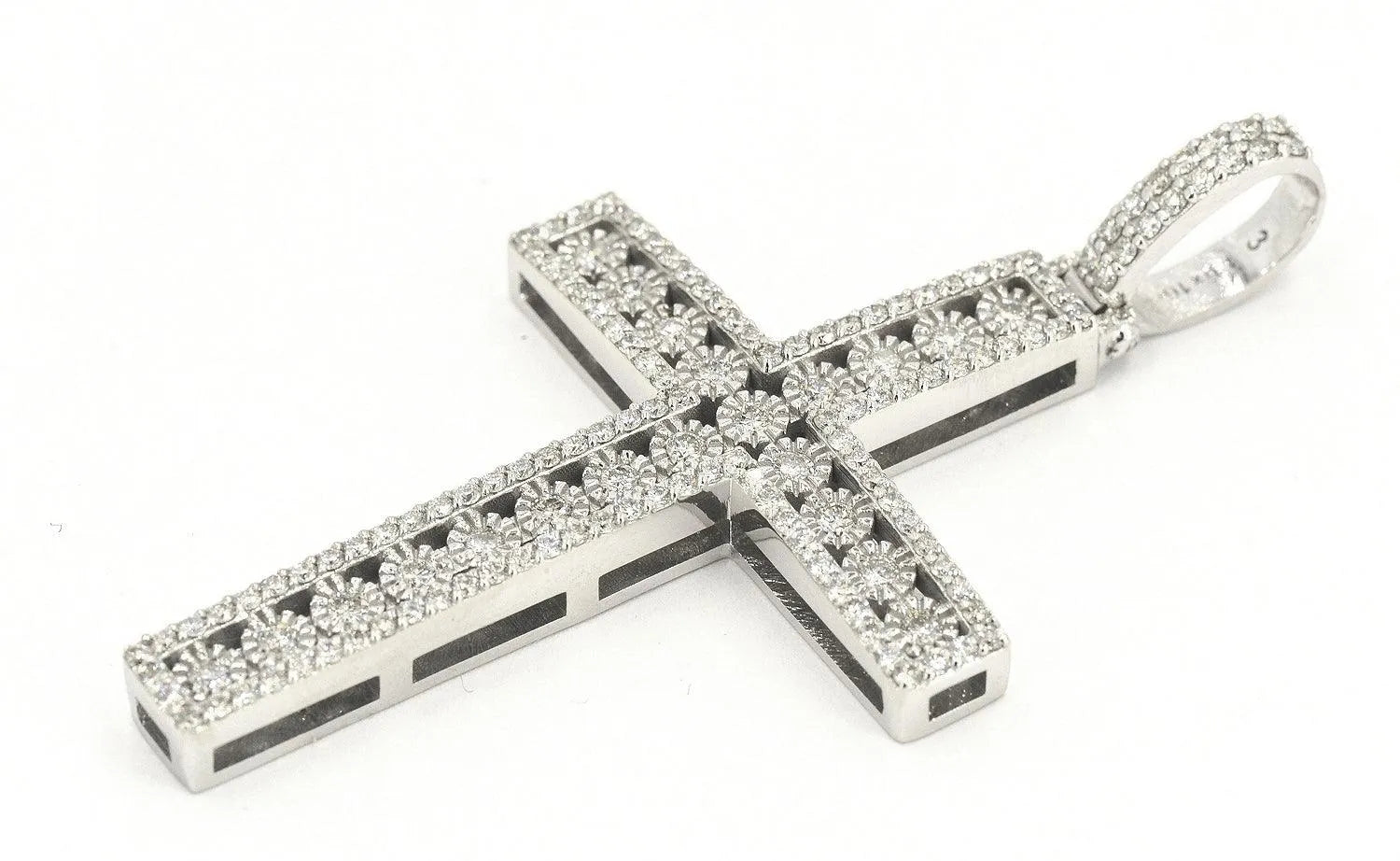 JDTK-H23-237 - Illusion Setting 2.10cttw Diamond Cross 2.6"x1.4" - Johnny Dang & Co