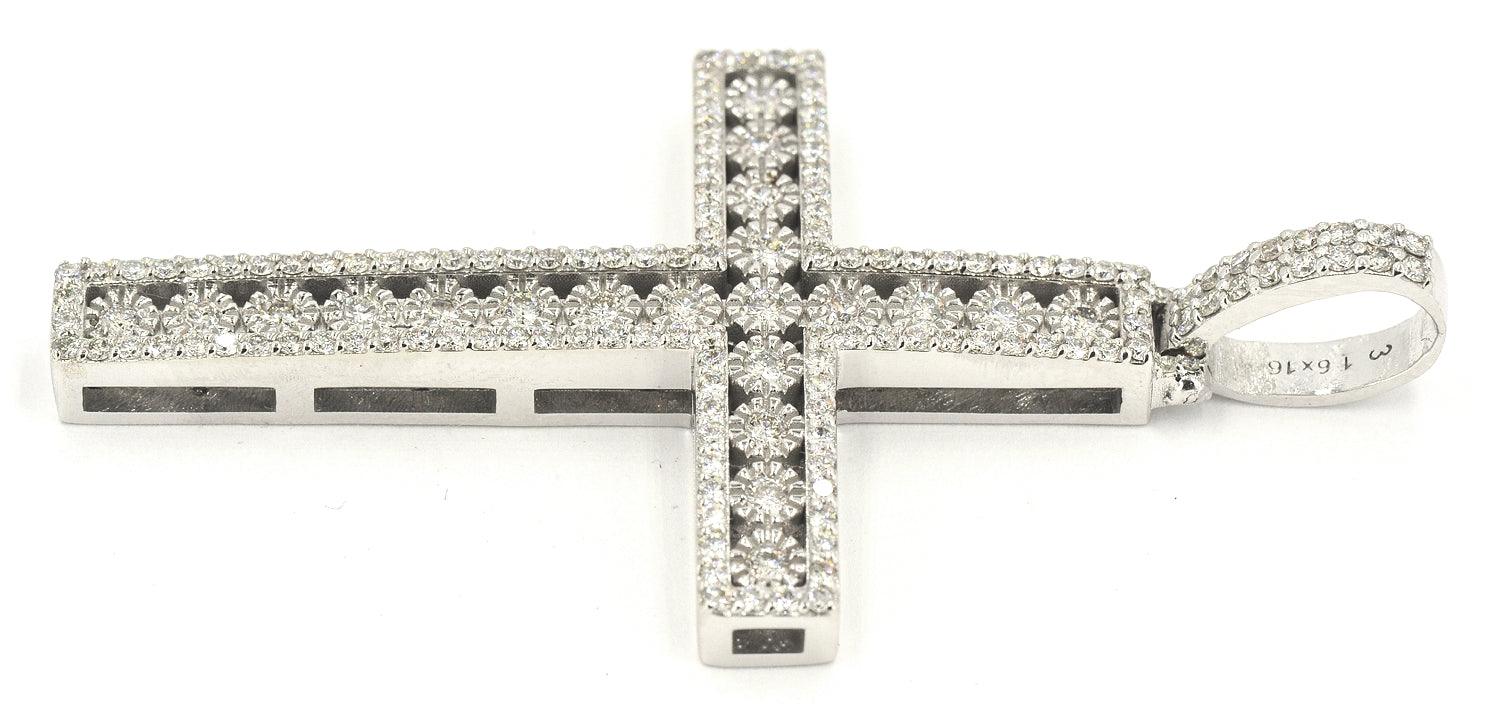 JDTK-H23-237 - Illusion Setting 2.10cttw Diamond Cross 2.6"x1.4" - Johnny Dang & Co