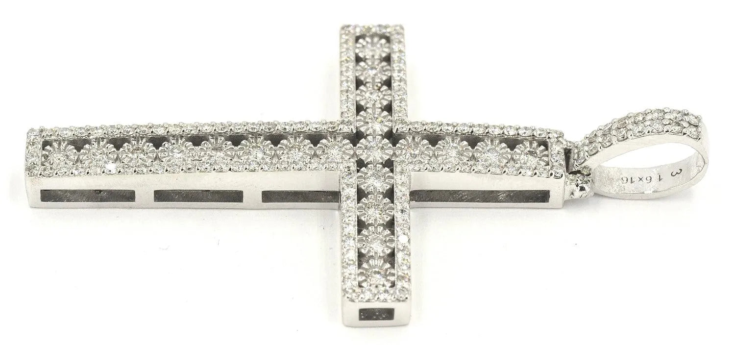 JDTK-H23-237 - Illusion Setting 2.10cttw Diamond Cross 2.6"x1.4" - Johnny Dang & Co