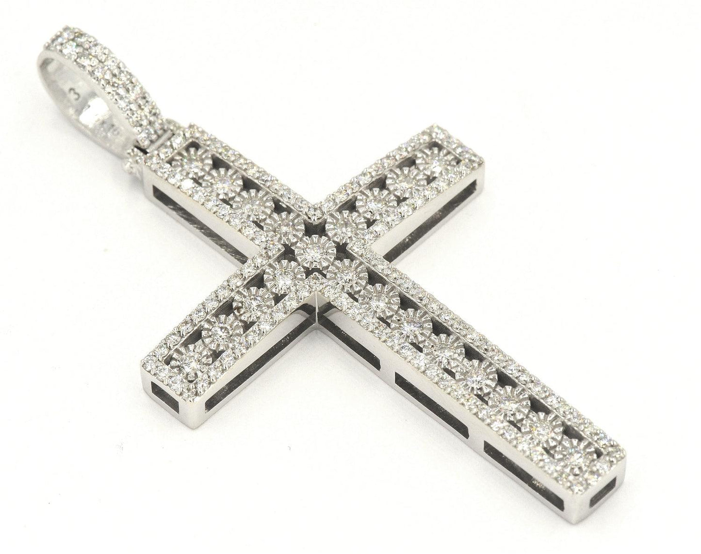 JDTK-H23-237 - Illusion Setting 2.10cttw Diamond Cross 2.6"x1.4" - Johnny Dang & Co
