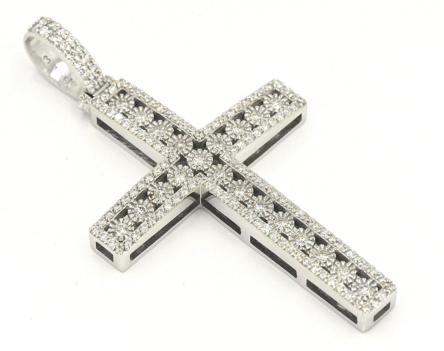 JDTK-H23-237 - Illusion Setting 2.10cttw Diamond Cross 2.6"x1.4" - Johnny Dang & Co
