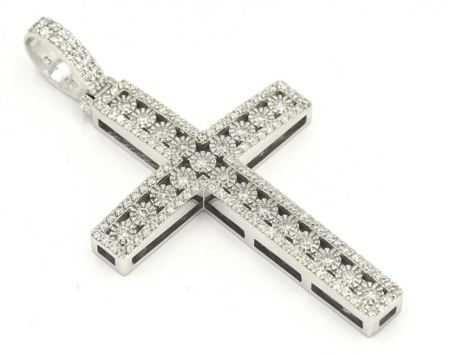 JDTK-H23-237 - Illusion Setting 2.10cttw Diamond Cross 2.6"x1.4" - Johnny Dang & Co