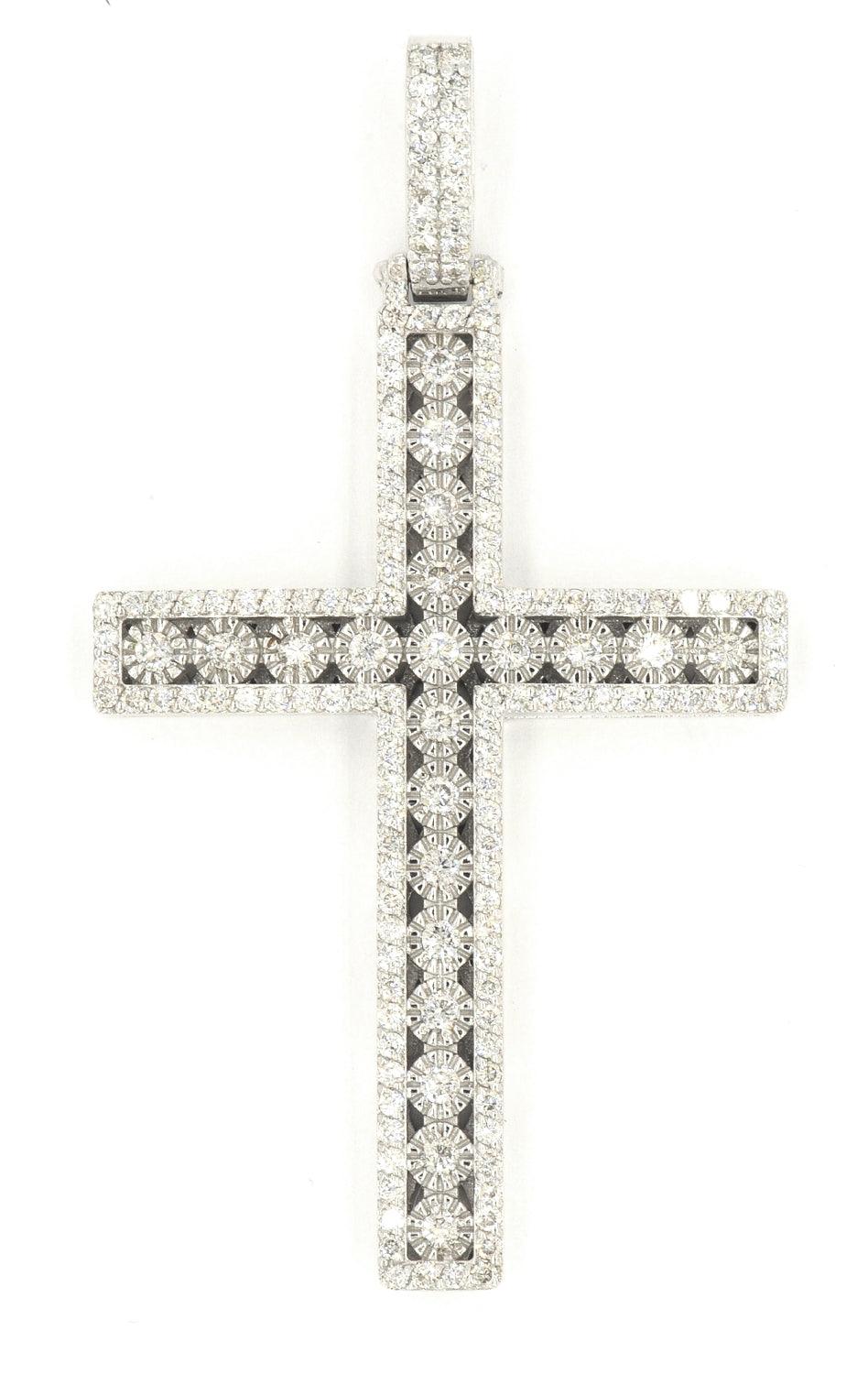 JDTK-H23-237 - Illusion Setting 2.10cttw Diamond Cross 2.6"x1.4" - Johnny Dang & Co