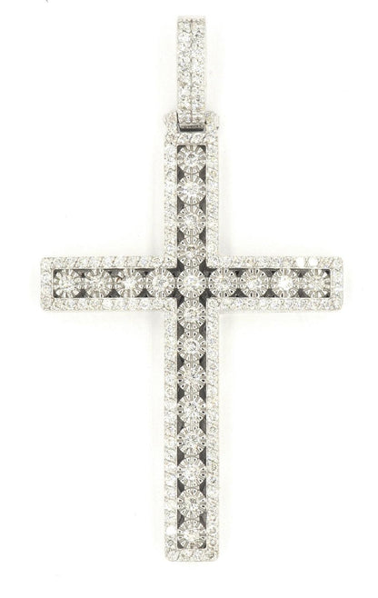 JDTK-H23-237 - Illusion Setting 2.10cttw Diamond Cross 2.6"x1.4" - Johnny Dang & Co