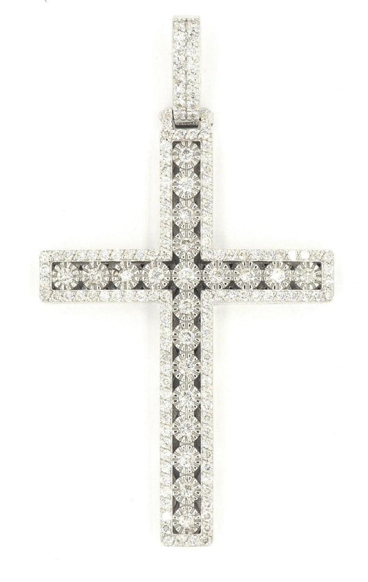 JDTK-H23-237 - Illusion Setting 2.10cttw Diamond Cross 2.6"x1.4" - Johnny Dang & Co