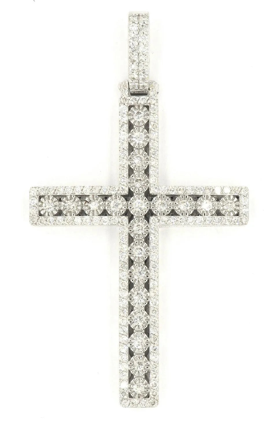 JDTK-H23-237 - Illusion Setting 2.10cttw Diamond Cross 2.6"x1.4" - Johnny Dang & Co
