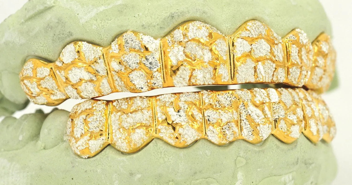 JDTK- 3008A- 16 Teeth Diamond Dust With Deep Nugget Cuts Grillz - Johnny Dang & Co