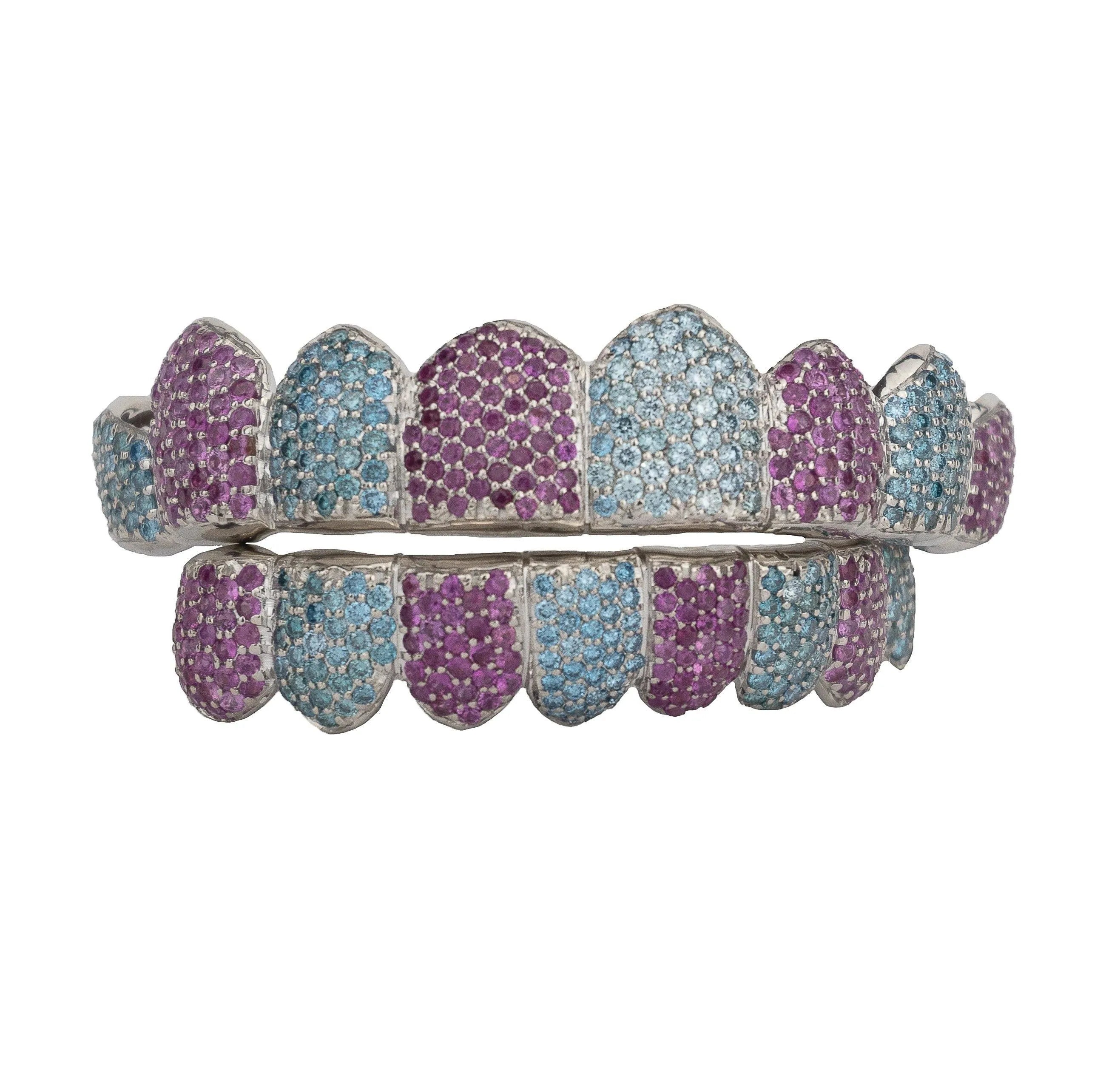 18K VS Cotton Candy Honeycomb Diamond Grillz - Johnny Dang & Co