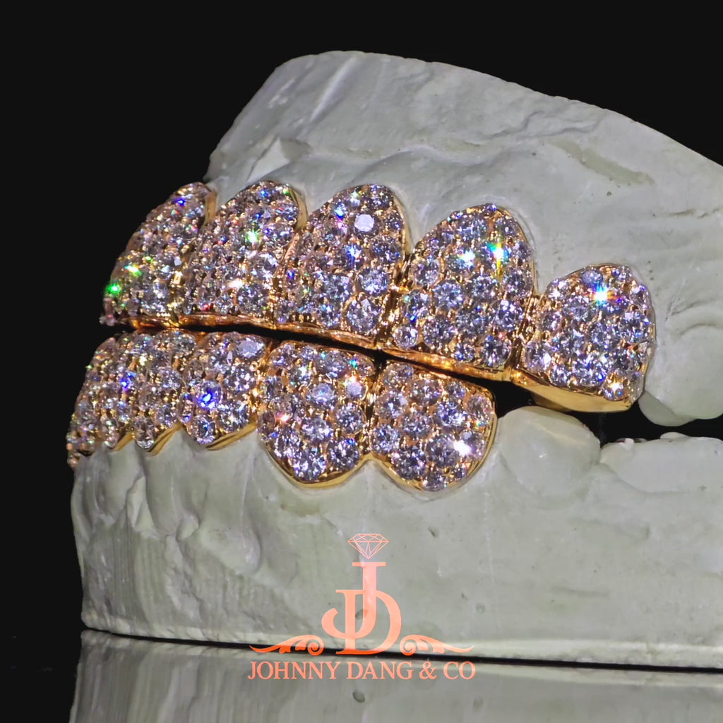 JDWR-2026-24 Flawless BBHoneycomb Set Grillz Yellow Gold (Pull Out)