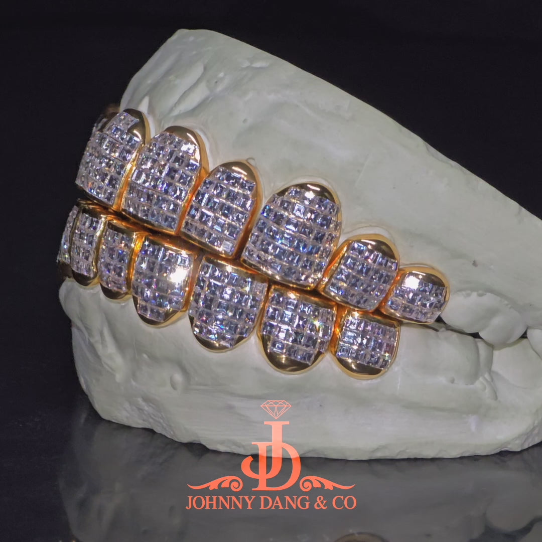 JDWR-2026-9 Flawless "Carre Cut" Invisible Set Grillz Yellow Gold (Perm)