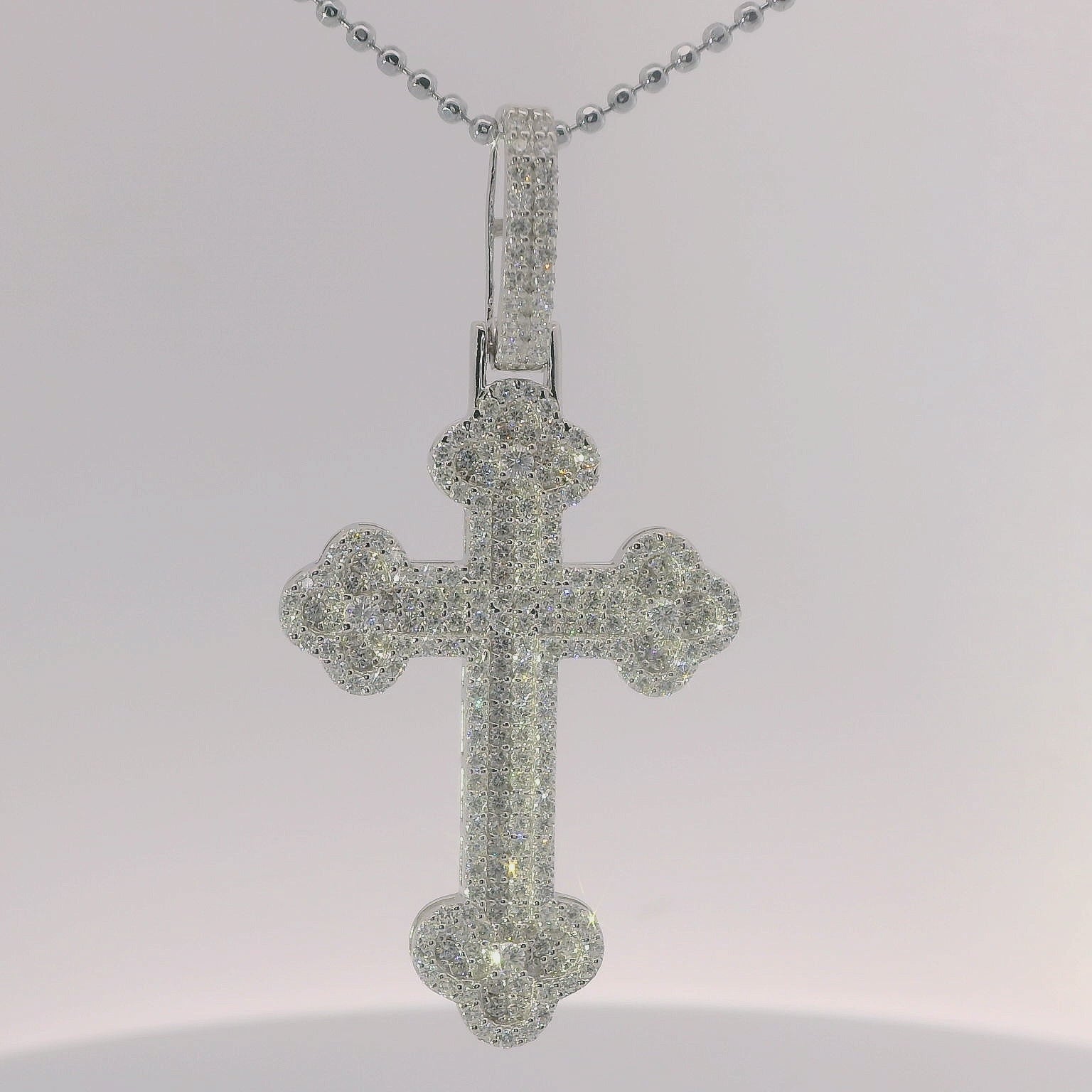 Clover Moissanite Cross Pendant