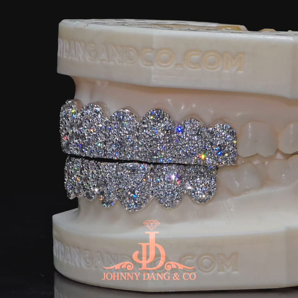 JDWR-2026-29 Flawless Mosaic Set Grillz White Gold (Pull Out)