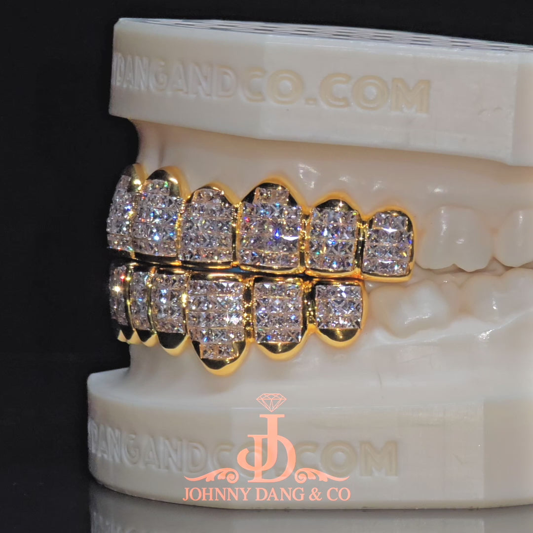 JDWR-2026-12 Flawless "French Cut" Invisible Set Grillz Yellow Gold (Pullout)