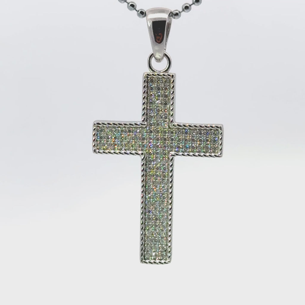 Classic Iced Out Cross Pendant 925 Silver