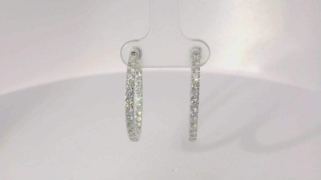 14K Inside/Outside Lab Diamond Hoop Earrings 2cttw