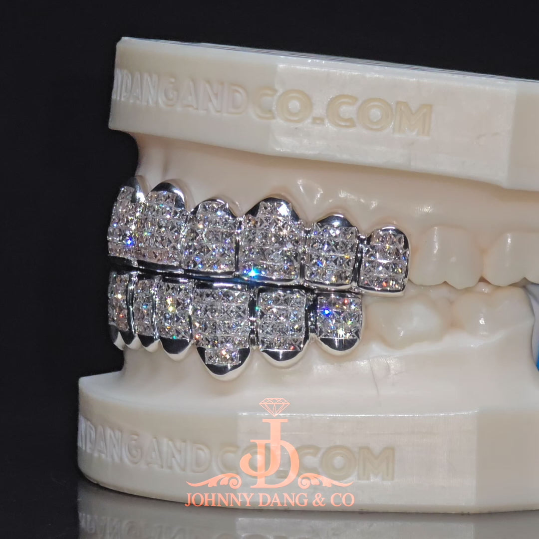 JDWR-2026-11 Flawless "French Cut" Invisible Set Grillz White Gold (Pullout)