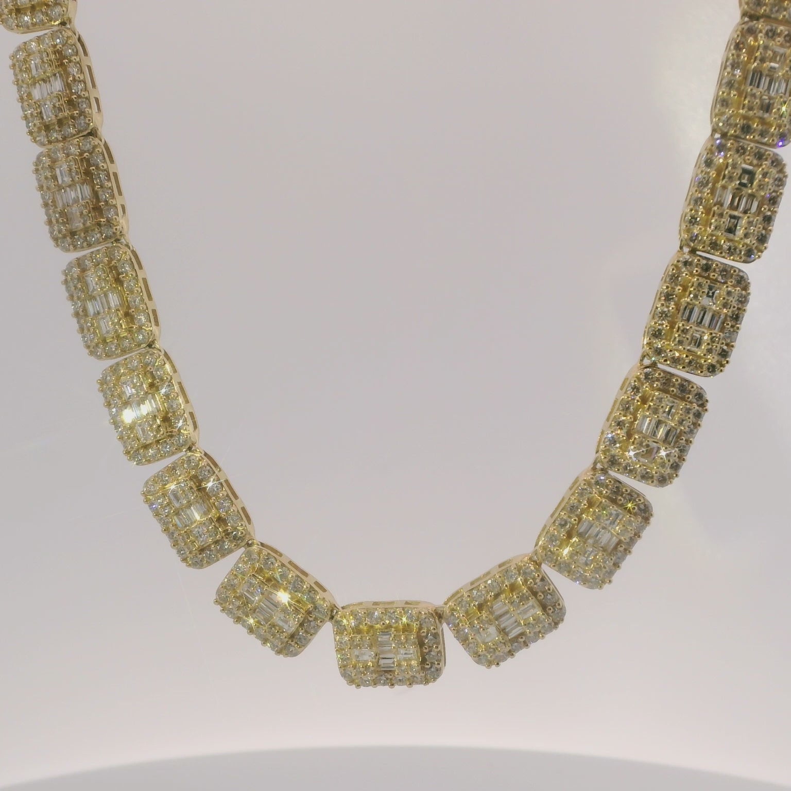 10k Baguette and Round Diamond Chain