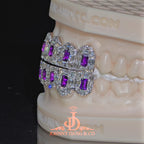 JDWR-2026-32 Flawless Royal Emerald Prong Set Grillz White Gold (Pullouts)