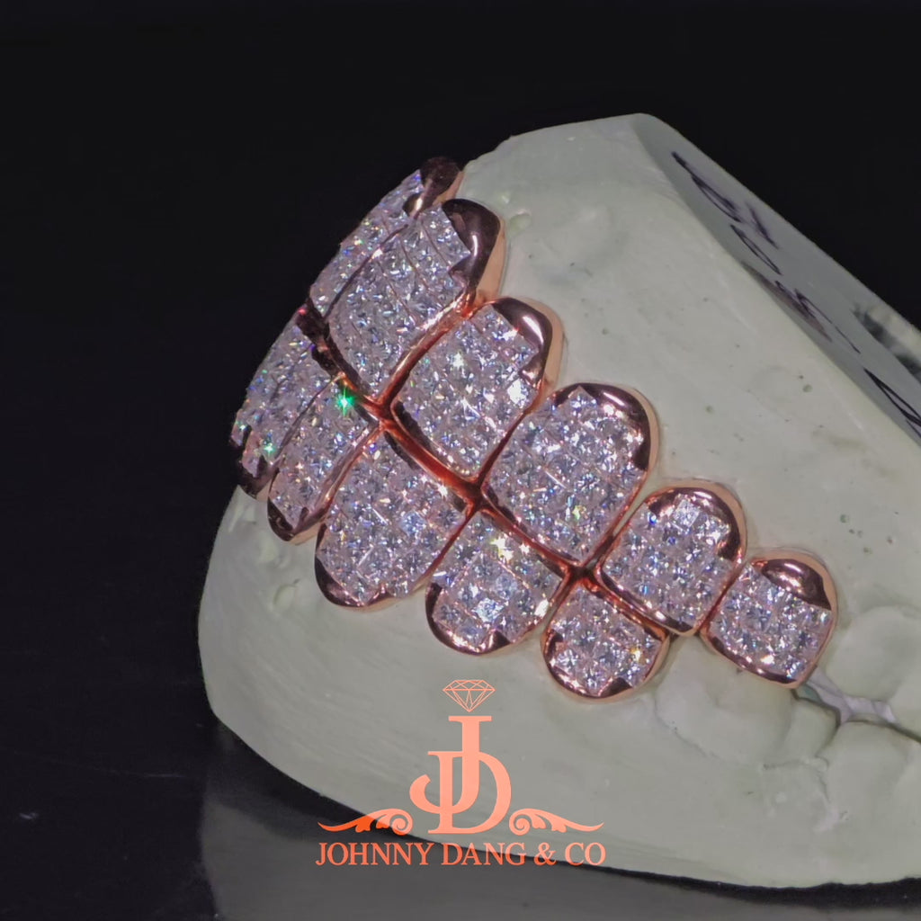 JDWR-2026-19 Flawless "Princess Cut" Invisible Set Grillz Rose Gold (Perm)