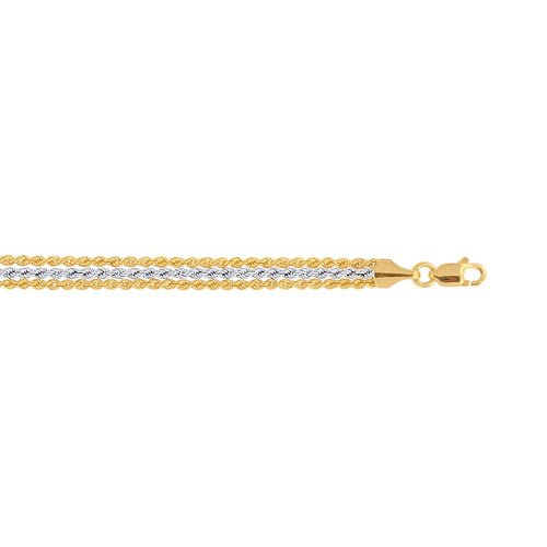 10K 7.25 inches Yellow+White Gold Triple Strand Rope Chain Ladies Fancy Bracelet with Lobster Clasp - Johnny Dang & Co