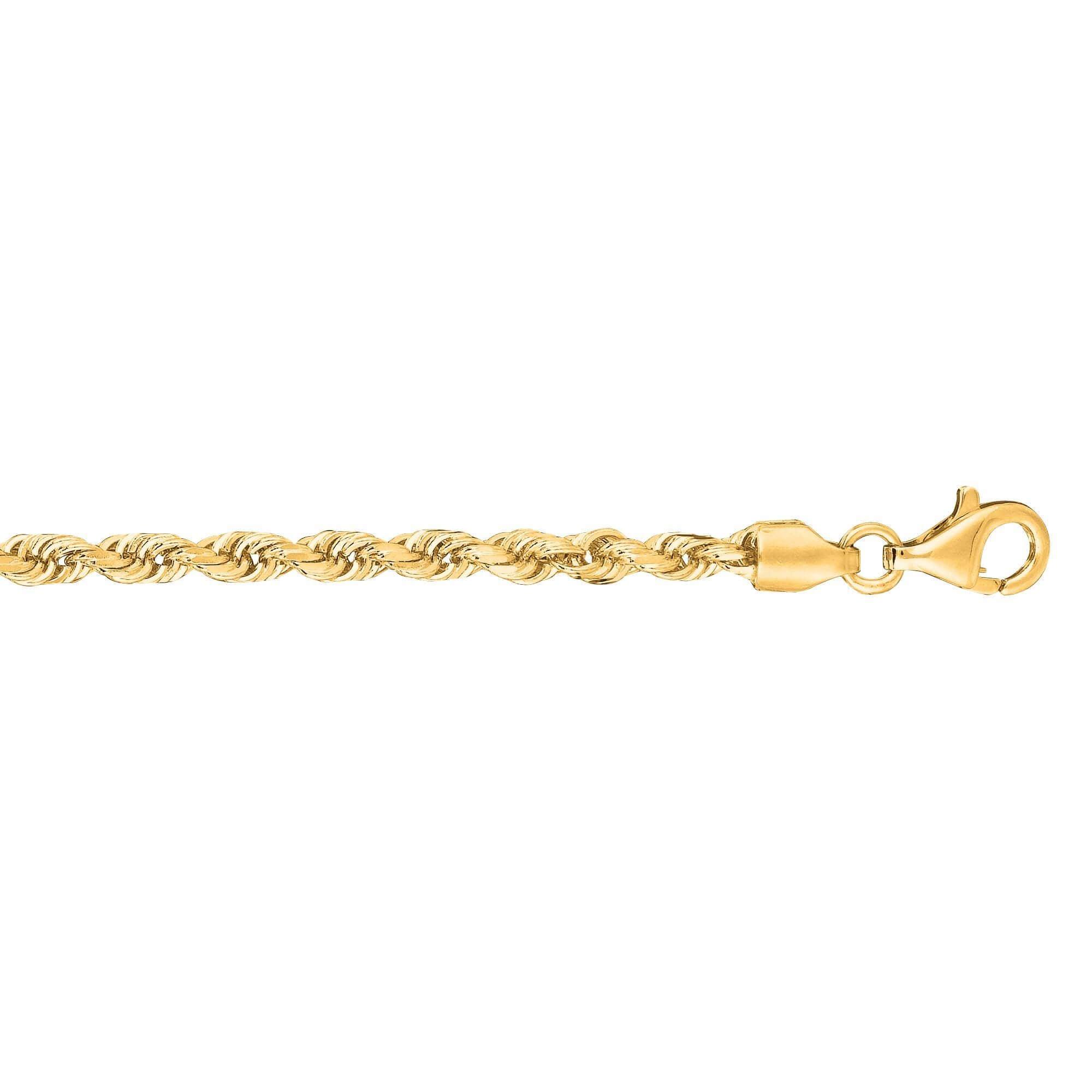 10K 18 inches Yellow Gold 3.0mm Shiny Solid Diamond Cut Royal Rope Chain with Lobster Clasp - Johnny Dang & Co