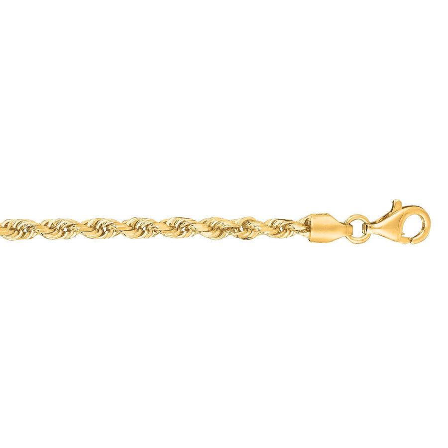 10K 18 inches Yellow Gold 3.0mm Shiny Solid Diamond Cut Royal Rope Chain with Lobster Clasp