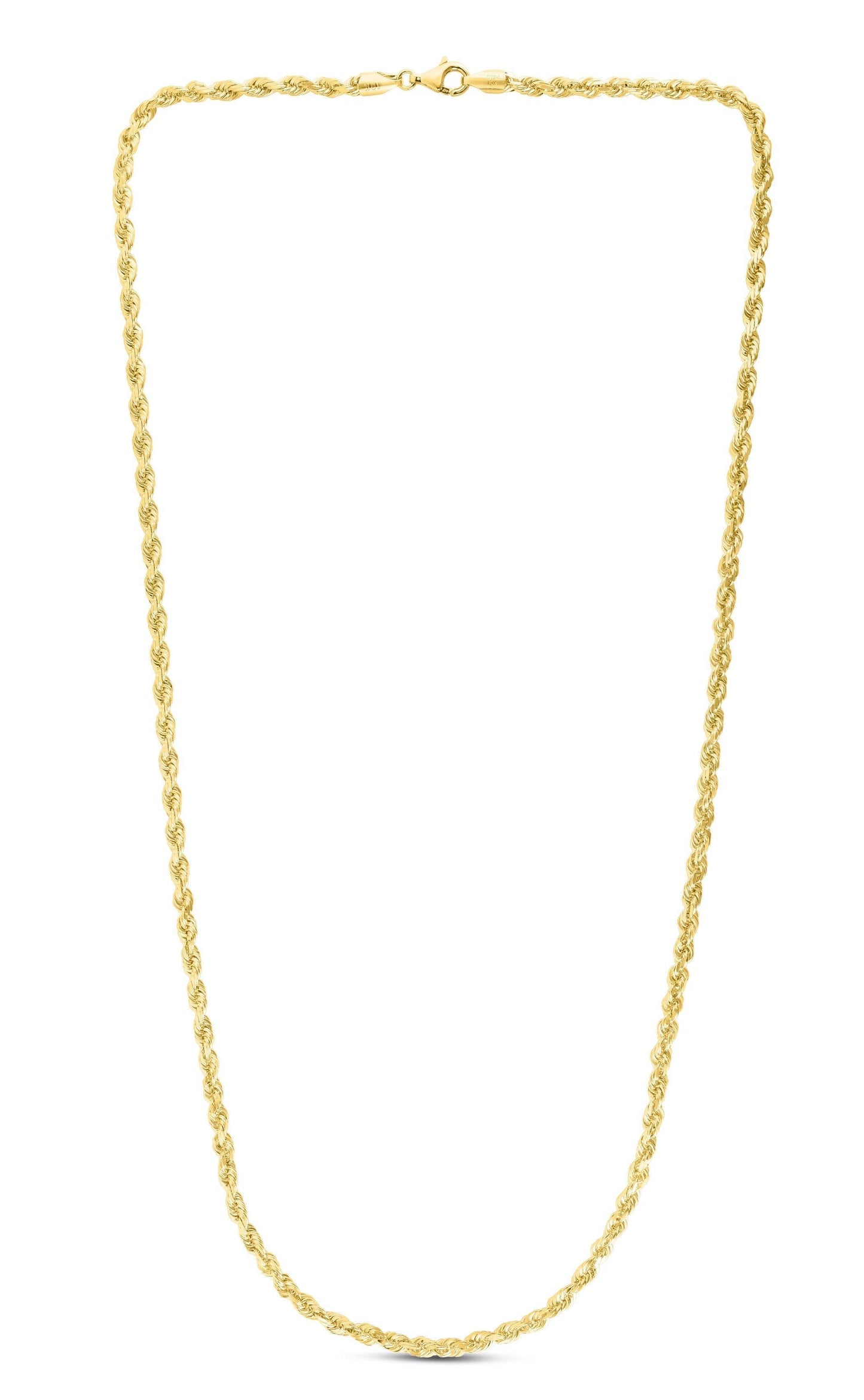10K Yellow Gold 5.0mm Hollow Diamond Cut Rope Chain 18", 20", 22", 24" - Johnny Dang & Co